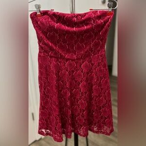 Love Reign Red Floral Lace Strapless Mini Dress Juniors size 5